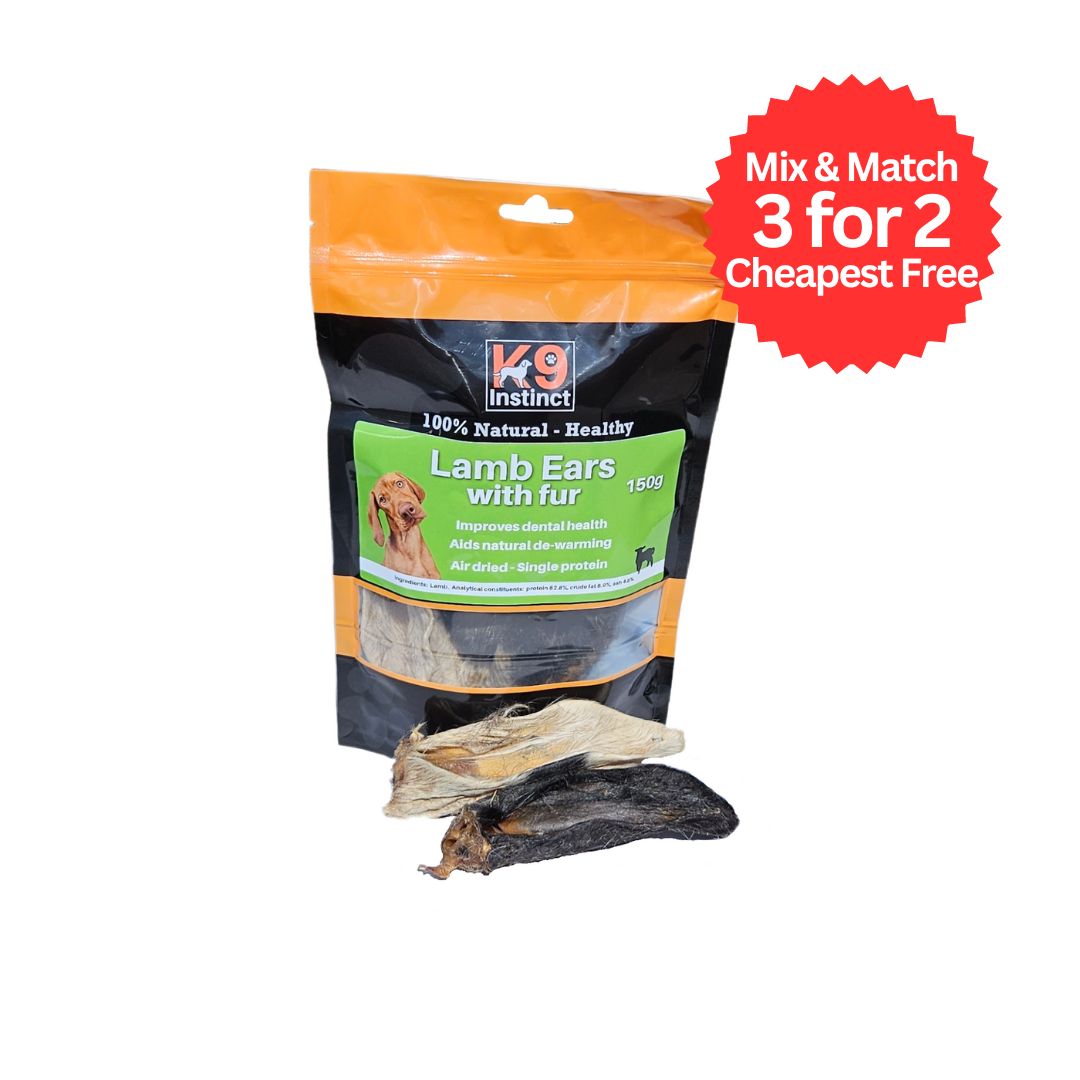 K9 Instinct UK Lamb Ears with fur - natural dog chews