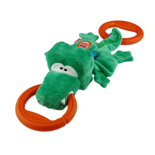 GiGwi Iron Grip Crocodile Plush Tug Toys with TPR Handle