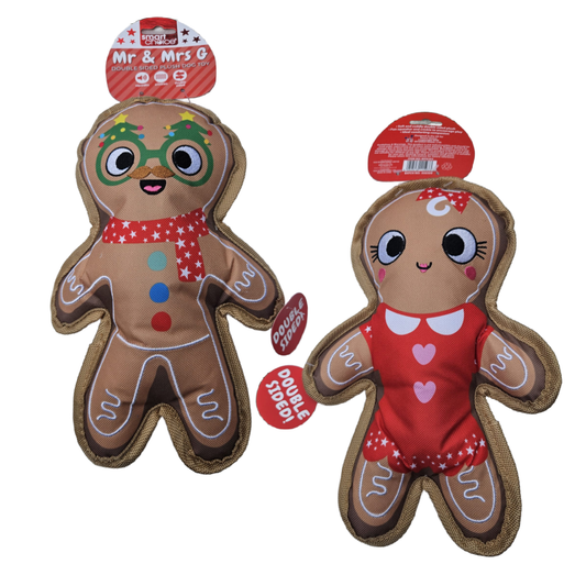 SC Christmas Mr & Mrs G Gingerbread Plush Dog Toy 25cm