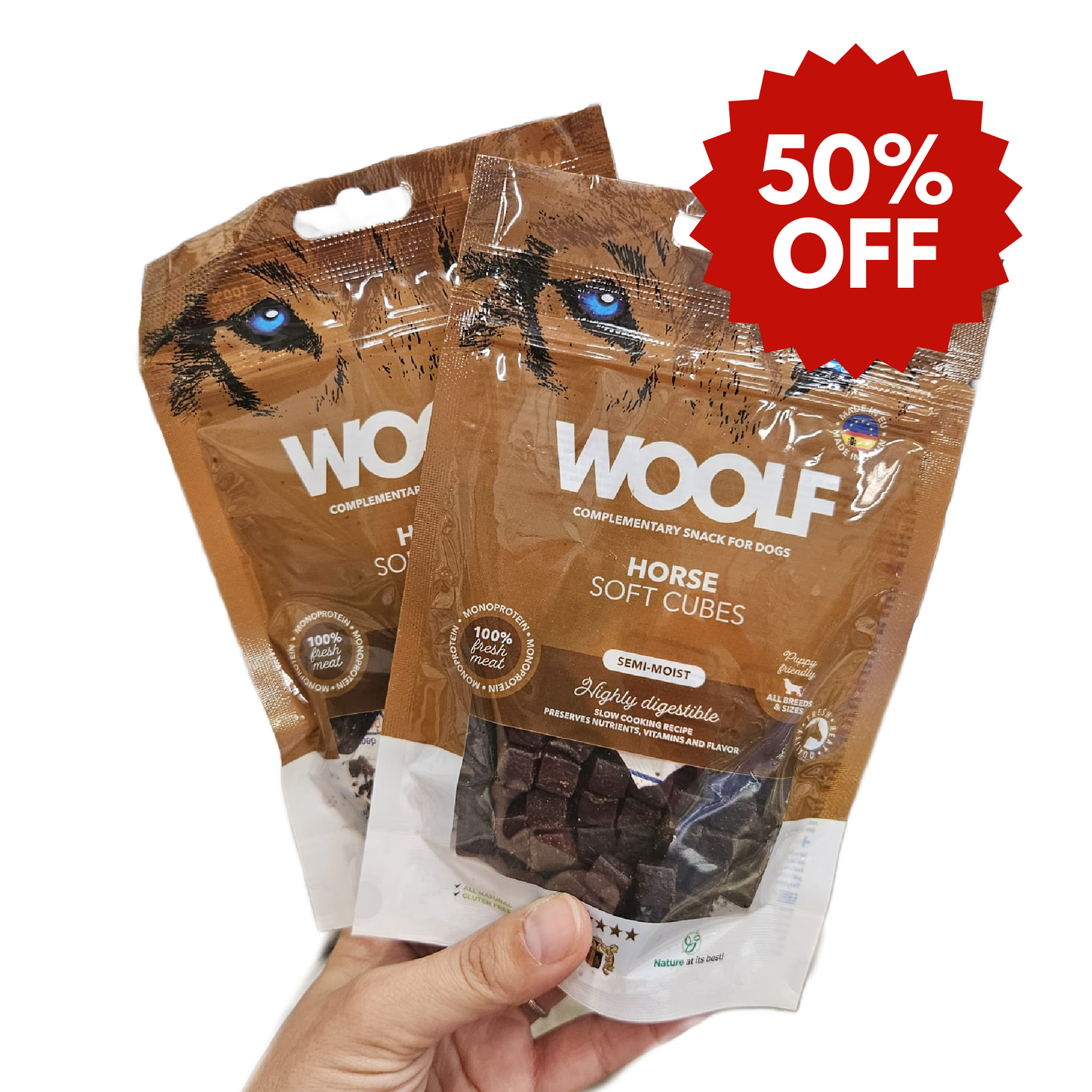 Woolf Soft Cubes - Horse 100g