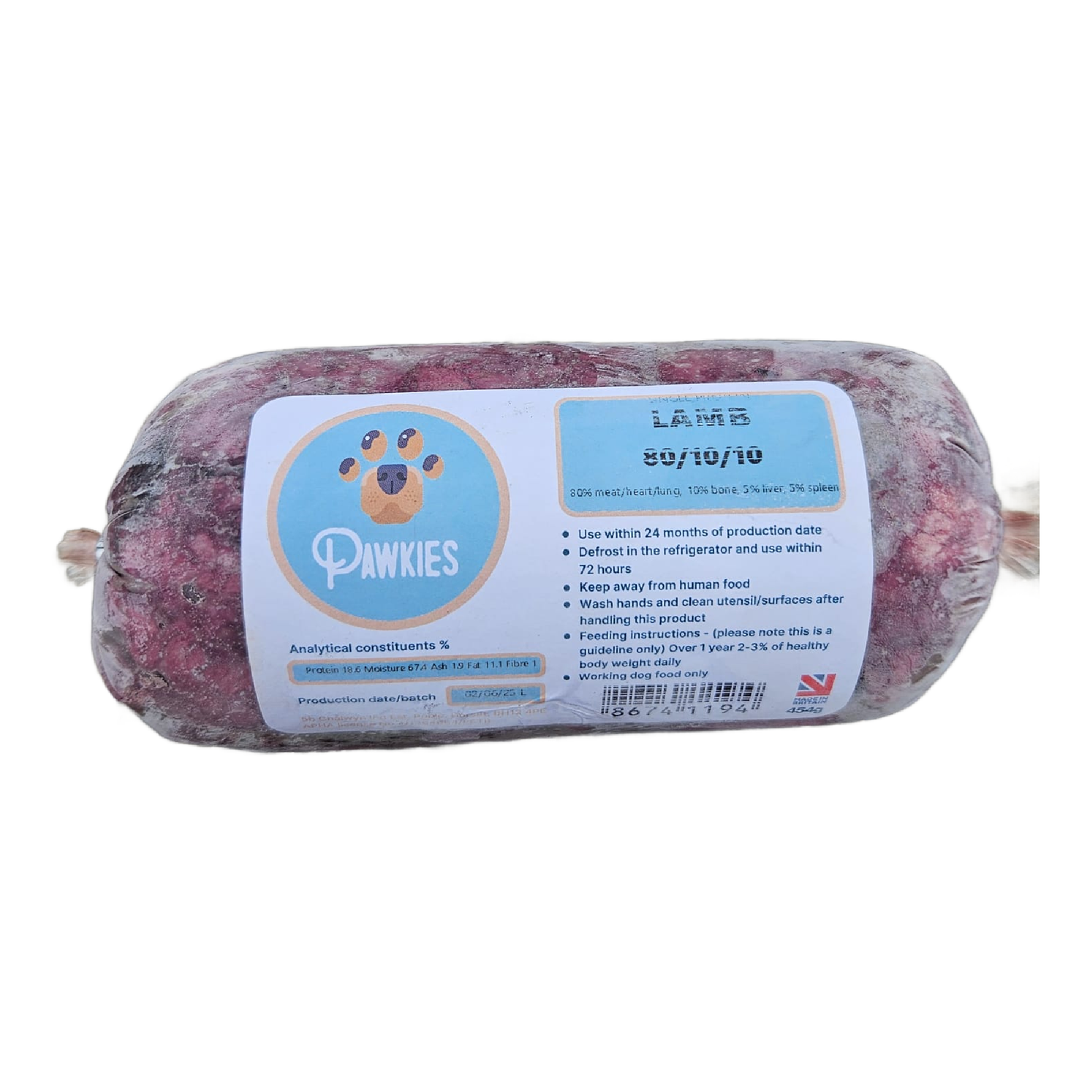 Pawkies raw dog food with same day free delivery in Wiltshire