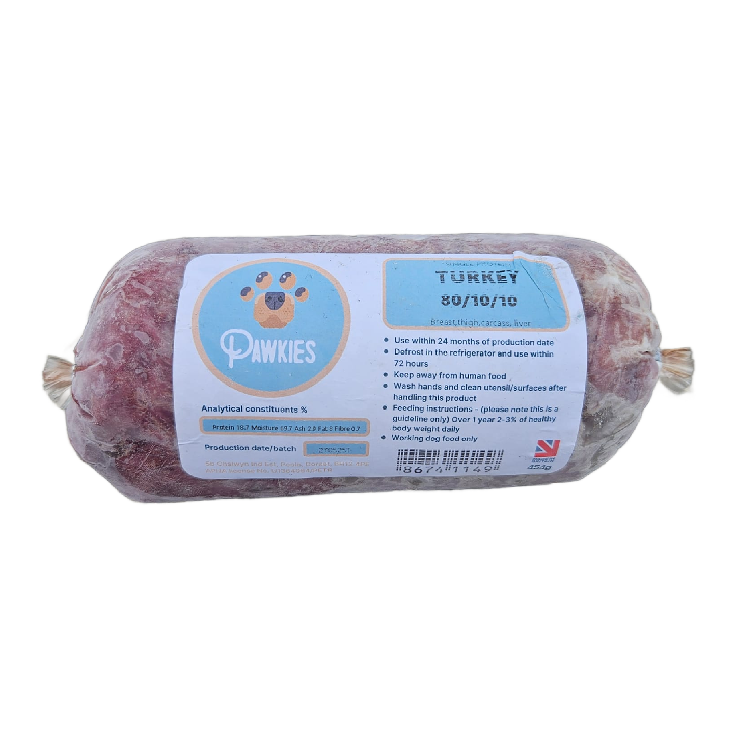 Pawkies raw dog food with free home delivery in Wiltshire