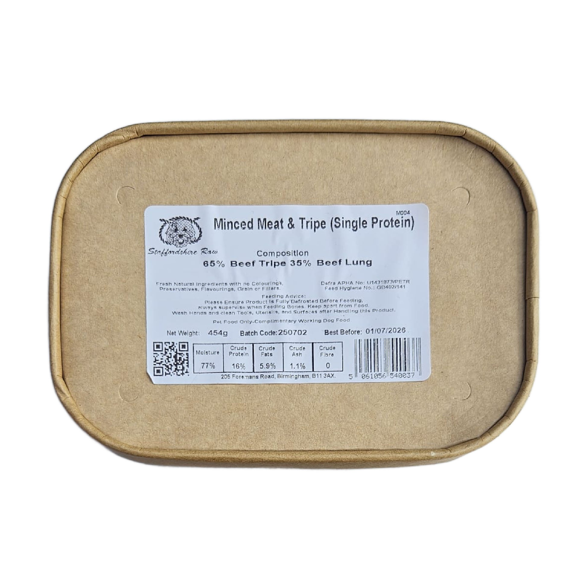 Staffordshire Raw dog food in carboard packaging in Wiltshire