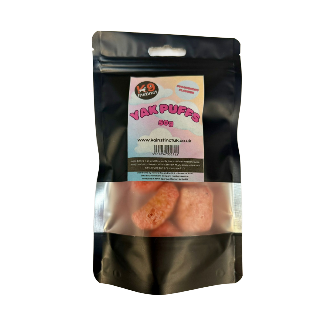 Yak milk puffs for dogs - strawberry flavour