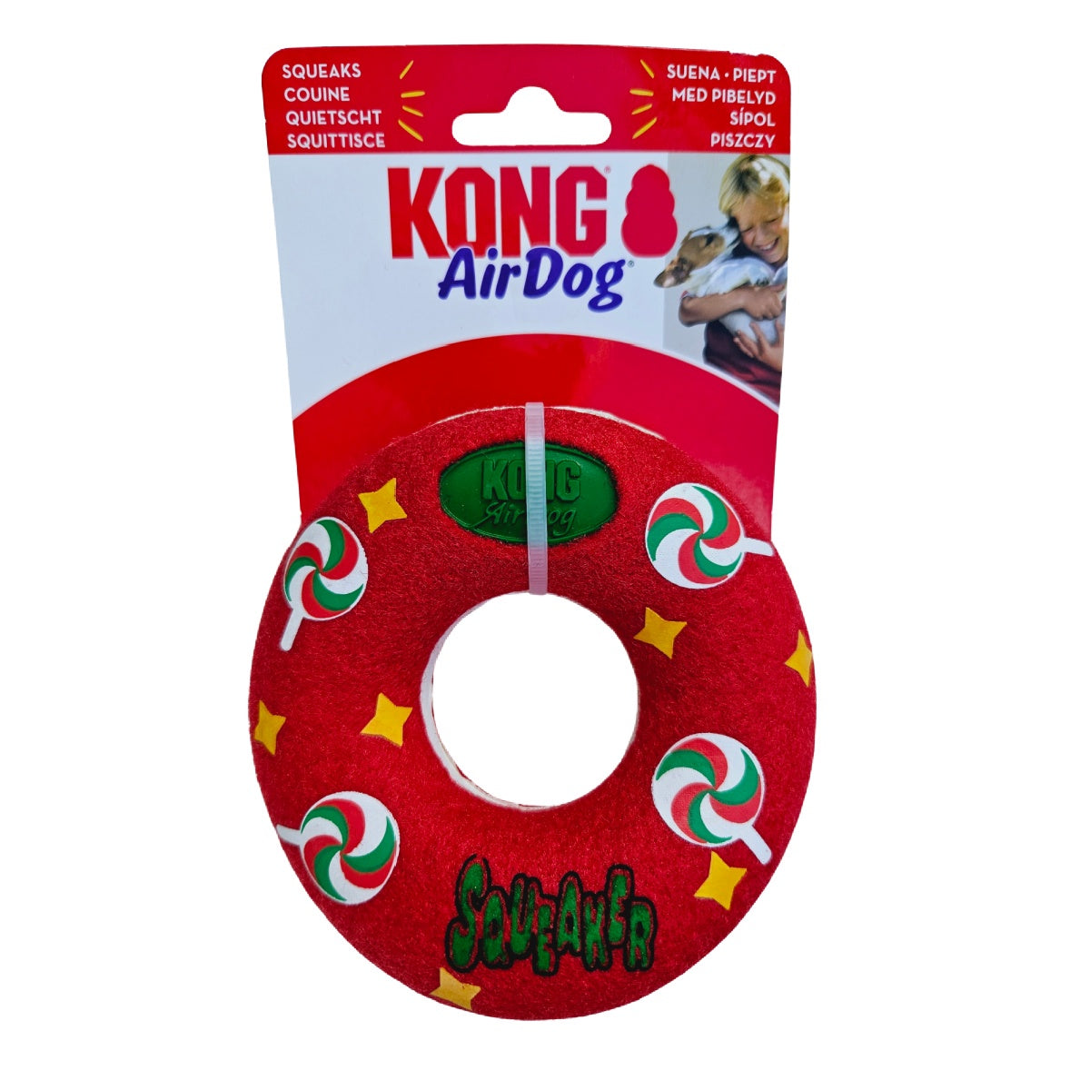 KONG Holiday AirDog Squeaker Donut Medium