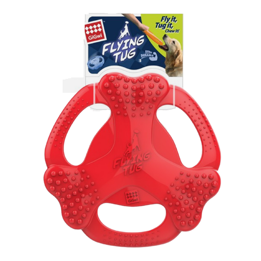 GiGwi TPR Bone Flying Tug - Red