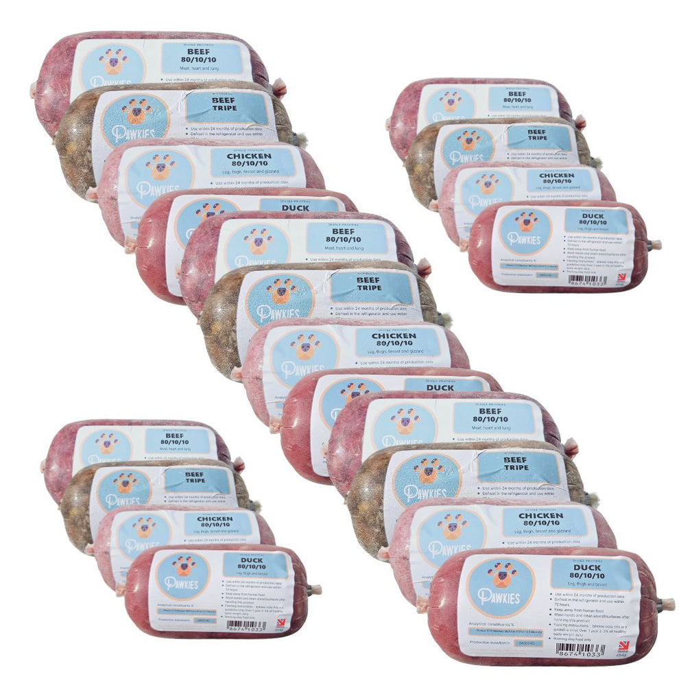 Pawkies Mixed Box 20 x 454g – Natural Treats Wiltshire