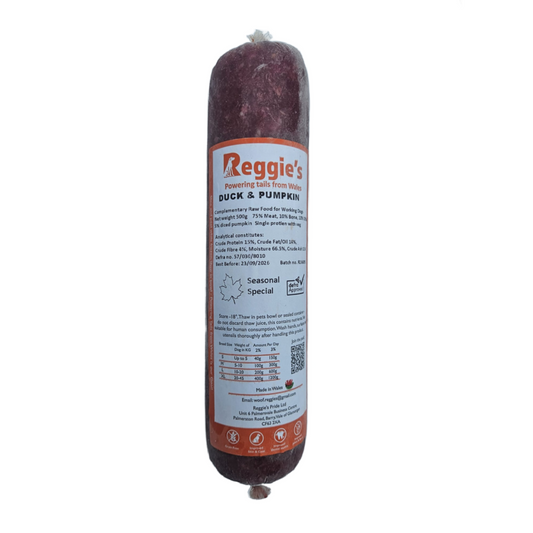 Reggies Duck & Pumpkin dog food in Wiltshire