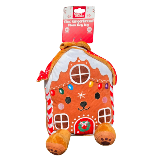 SC Christmas Squeaky Crinkle Plush Gino Gingerbread Dog Toy 28cm