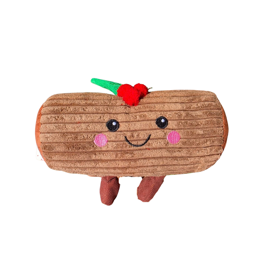 SC Christmas Squeaky Larry Log Plush Dog Toy 23cm X 9cm