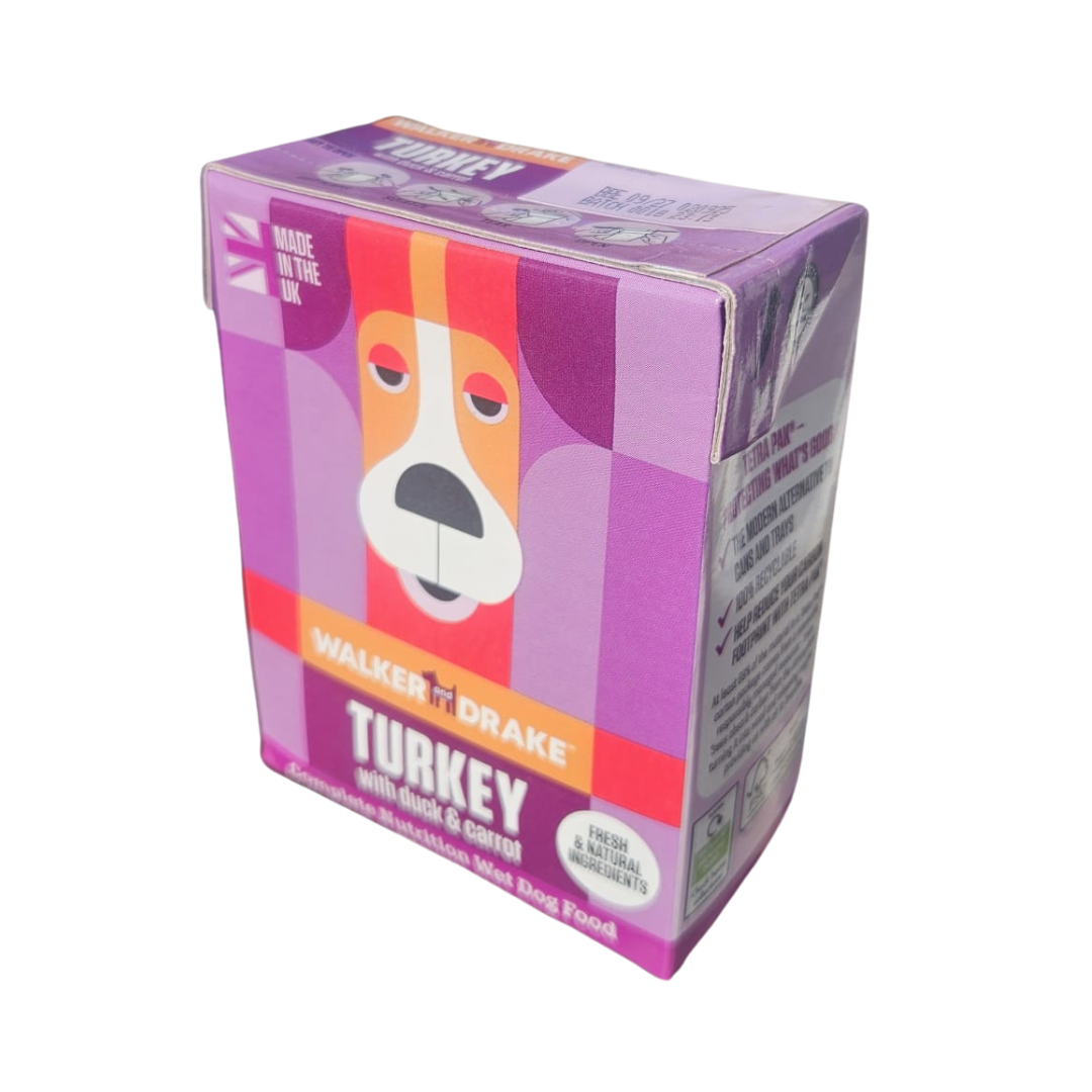 Walker & Drake Steam Cooked Wet Food - Turkey with Duck & Carrots 390g
