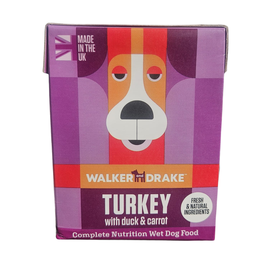 Walker & Drake Steam Cooked Wet Food - Turkey with Duck & Carrots 390g