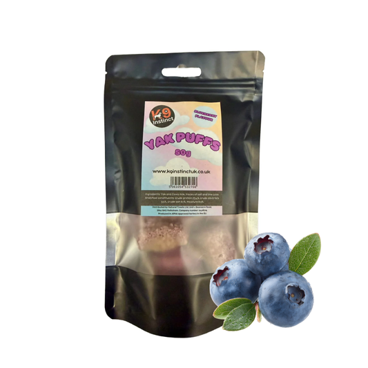 Yak milk puffs for dogs - blueberry flavour