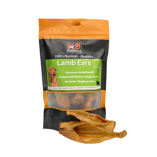 K9 Instinct Lamb Ears dog treat package on a white background