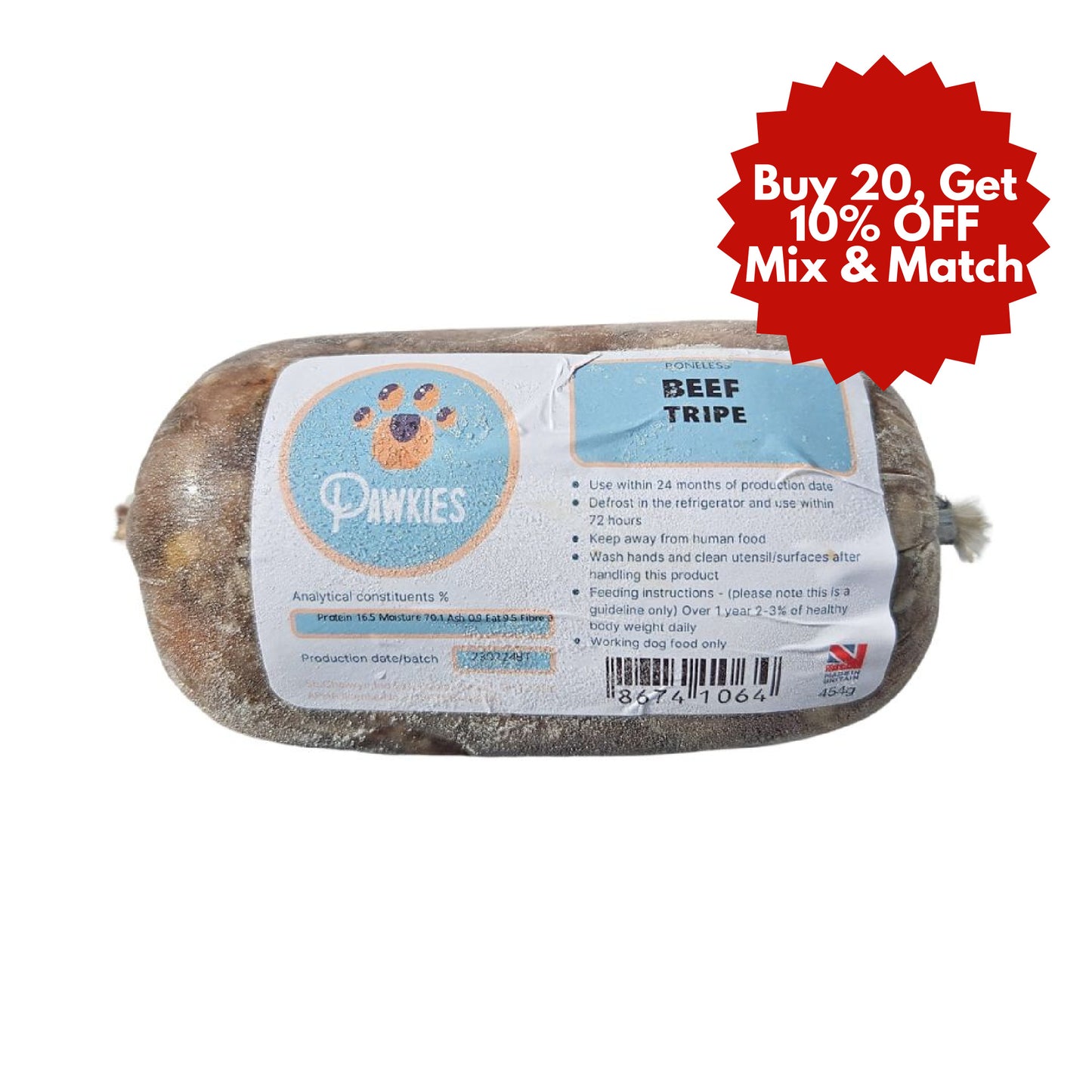 Pawkies Beef Tripe 454g