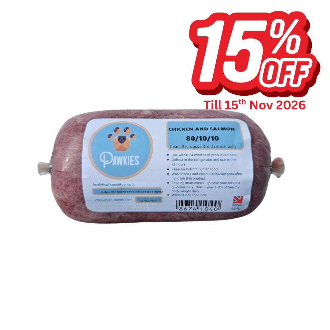 Pawkies Chicken & Salmon 454g 80/10/10