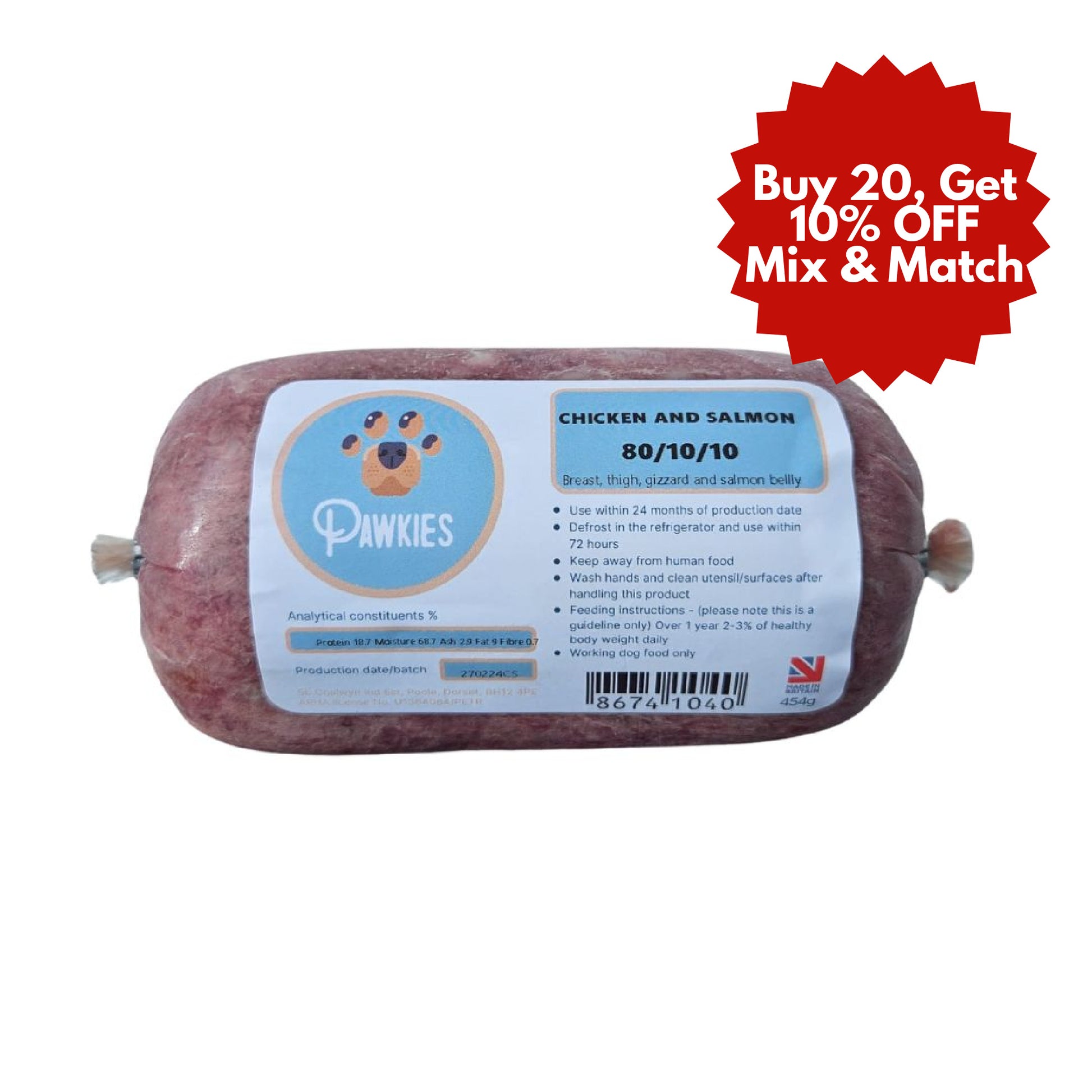 Pawkies raw dog food with free home delivery in Wiltshire