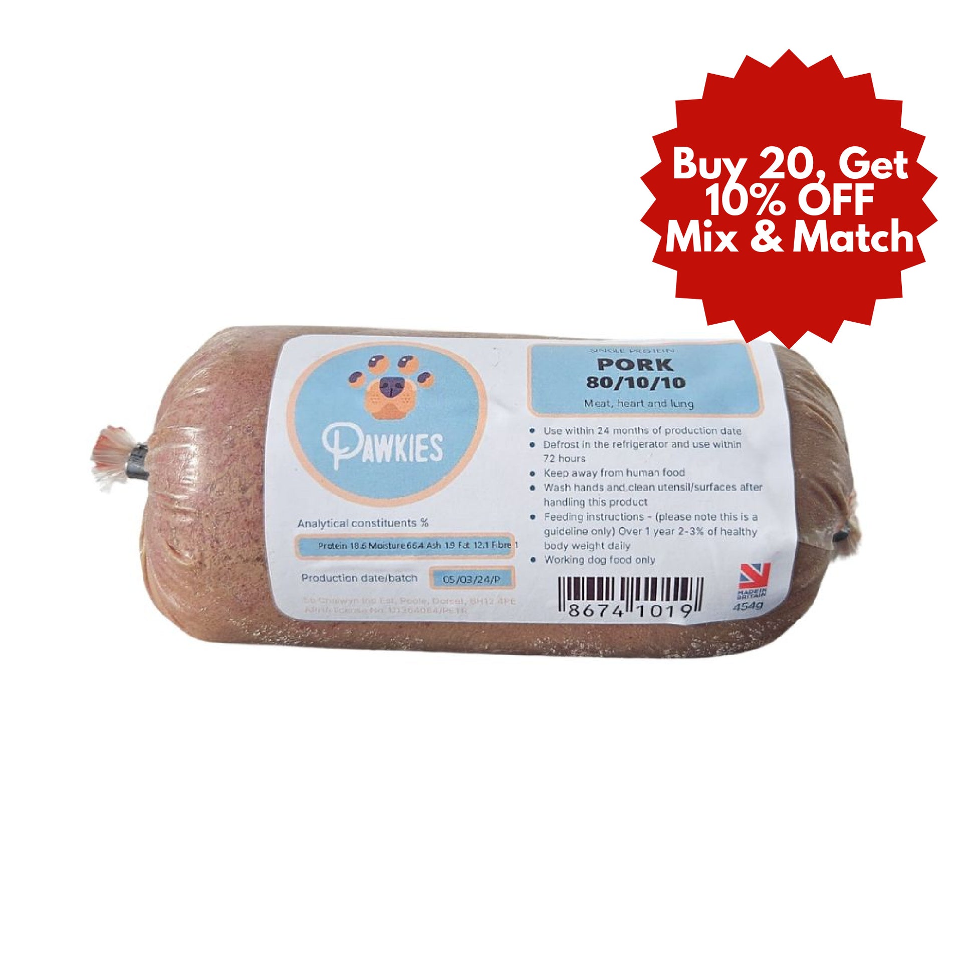 Pawkies raw dog food with free home delivery in Wiltshire