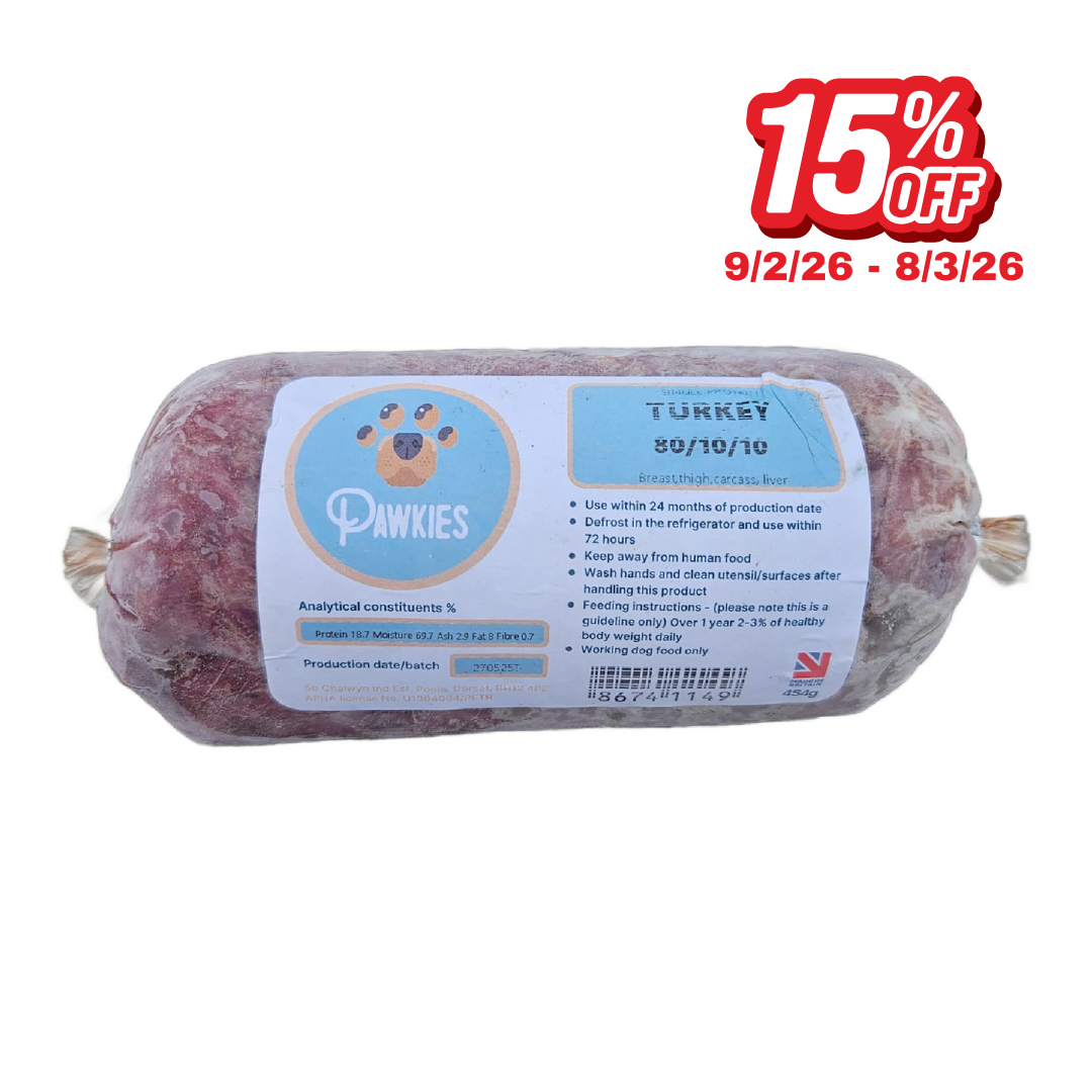 Pawkies raw dog food with same day free delivery in Wiltshire