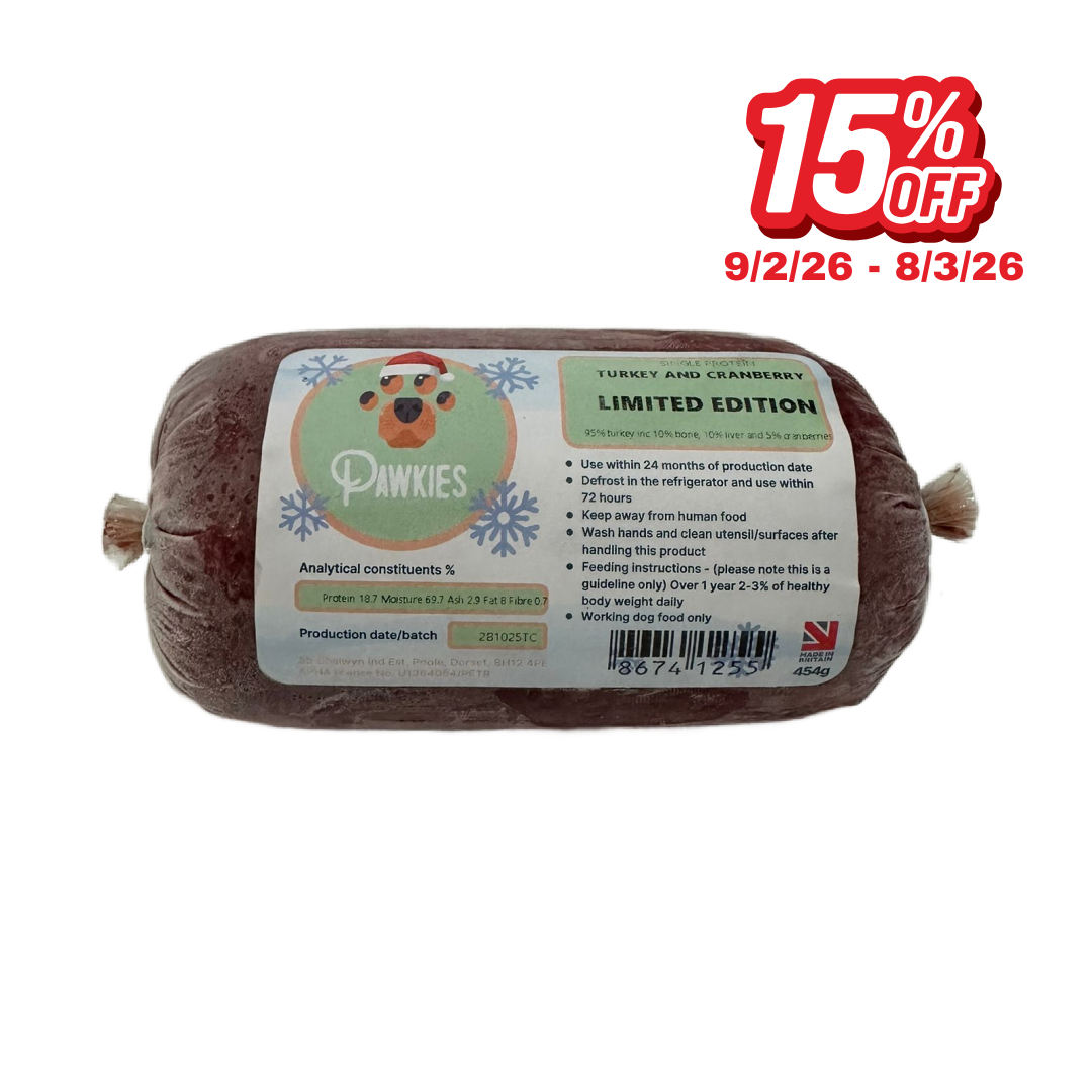 Pawkies raw dog food with same day free delivery in Wiltshire