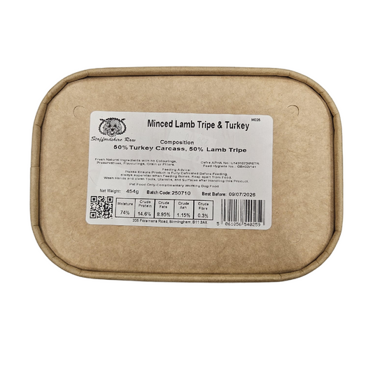 Staffordshire Raw lamb tripe and turkey minces for dogs in Bristol