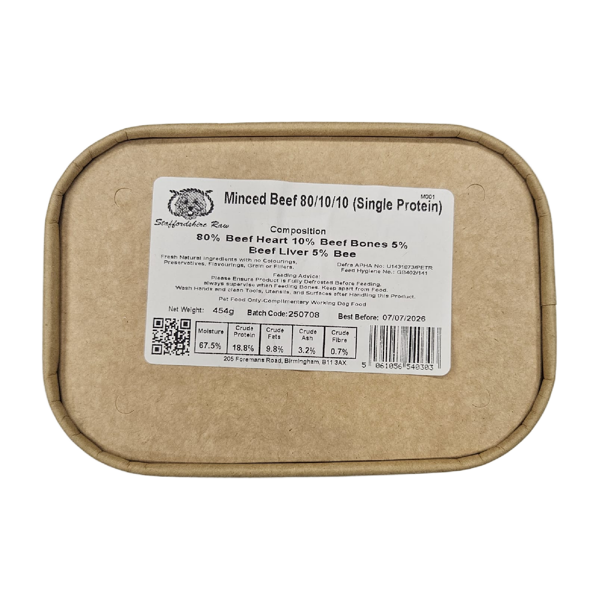 Staffordshire Raw beef minces for dogs in Bristol