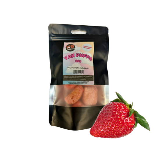 Yak milk puffs for dogs - strawberry flavour