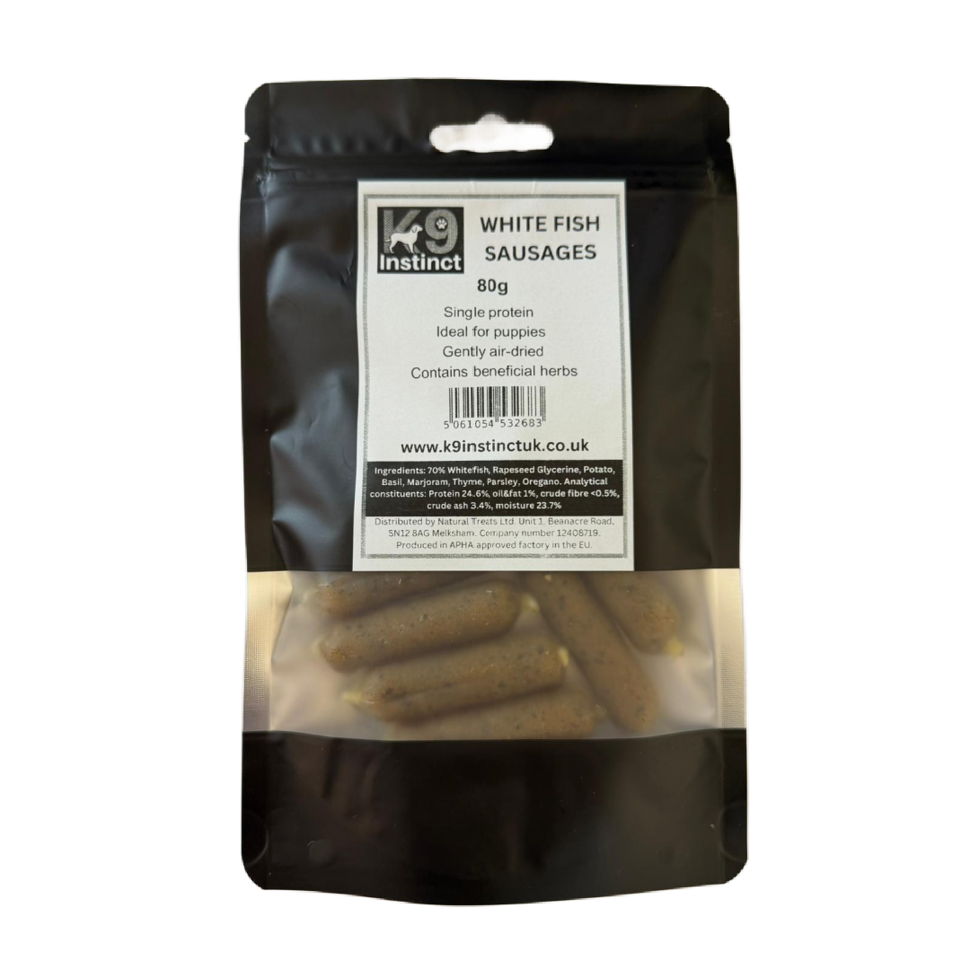 White Fish sausages for dogs in UK